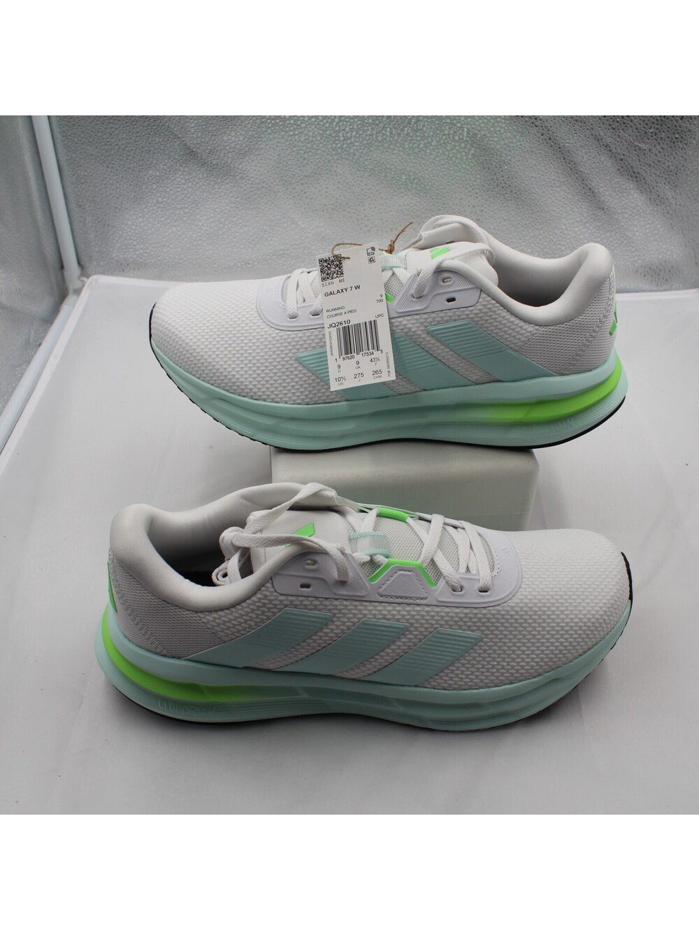 Size 10.5 - adidas Galaxy 7 Cloud White Halo Mint Lime Burst W
